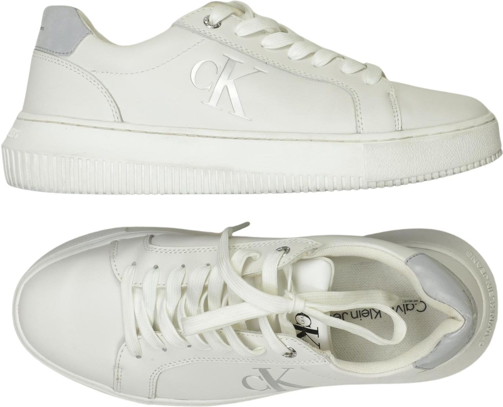 Calvin Klein Jeans Damen Sneaker, Weiß, Gr. EU 38, Leder - Second Hand