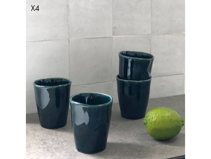 Set de 4 tasses expresso en céramique vert anglais Lagune