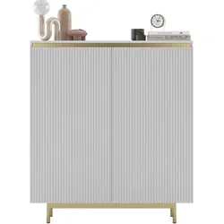 KOMMODE Selene 2D Weiß matt 111 cm mit goldenem Metallrahmen