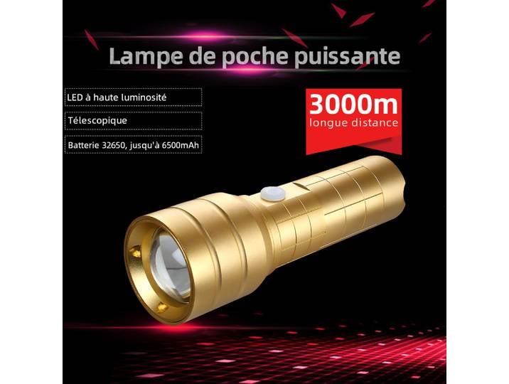 Lampe de poche LED Rechargeable longue durée, projecteur longue portée, haute puissance, torche à Zoom télescopique, lampe de poche tactique