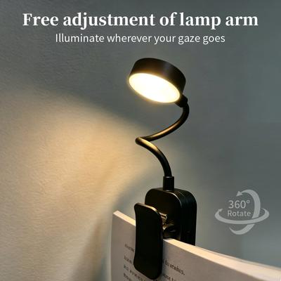 Universal Stock Rechargeable Desk Lamp Clip On LED Reading Light With Light Modes And Flexible Gooseneck black