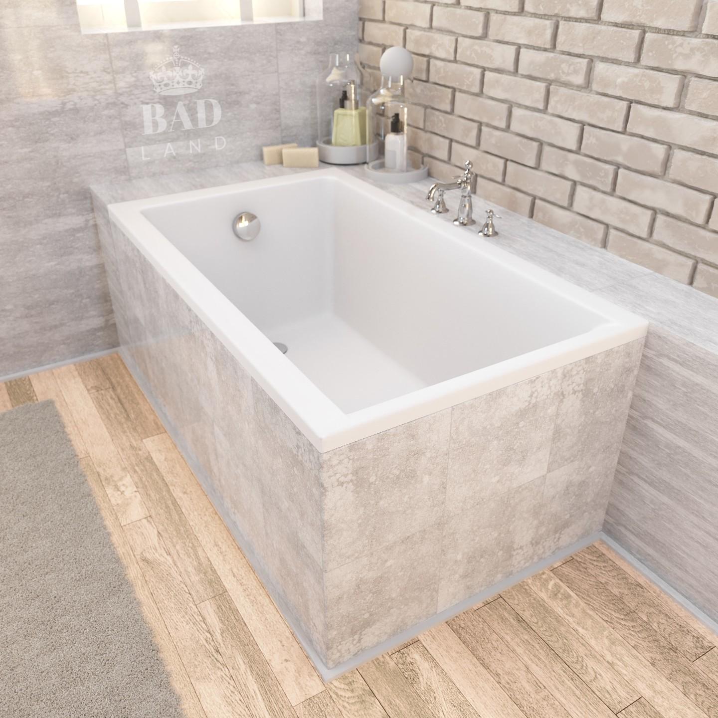 BADLAND Badewanne Rechteck Capri 100x70 mit Wannenträger | Ablaufgarnitur & Füße GRATIS