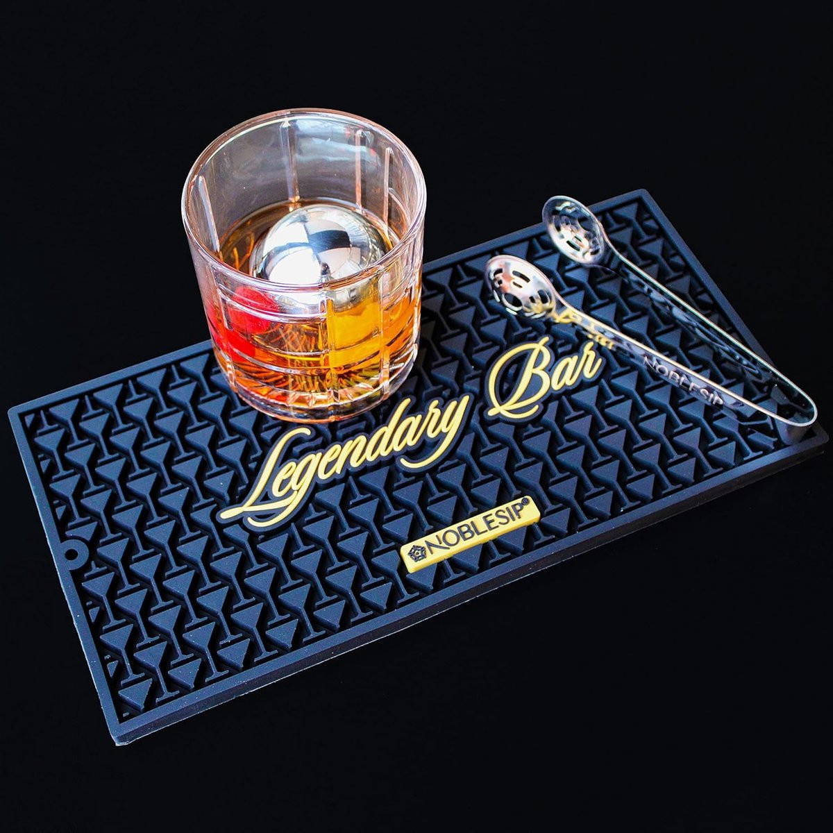 Barmat Bar Accessoire voor het serveren van dranken - Zwart met gouden tekst - 30 x 15 cm