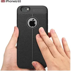 Screenguard Apple iPhone 6/6S Hülle Leather Design TPU Cover (Apple iPhone 6, Apple iPhone 6s), Smartphone Hülle, Schwarz