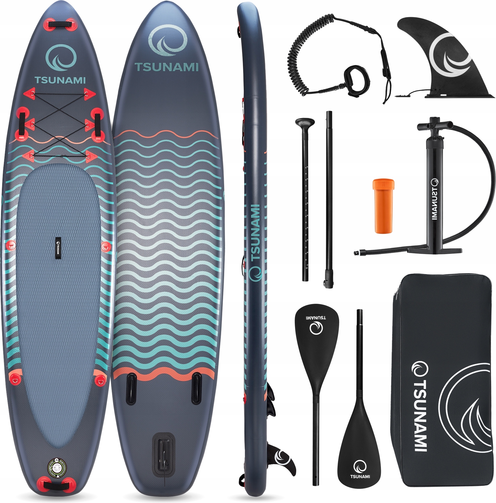 SUP-Board Tsunami 350 cm mit Paddel und Zubehör zur Körpergewichts-Kontrolle