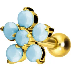 Titan Ohrpiercing mit Innengewinde BLUME + SYNTHETISCHE TÜRKISE