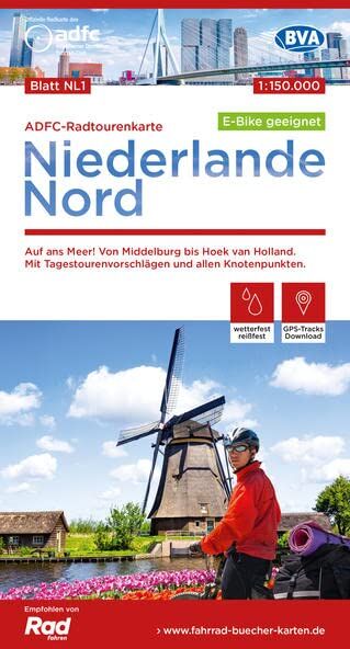 Allgemeiner Deutscher Fahrrad-Club e.V. (ADFC) - ADFC-Radtourenkarte NL 1 Niederlande Nord 1:150.000, reiß- und wetterfest, E-Bike geeignet, GPS-Tracks Download, mit Knotenpunkten, mit Bett+Bike ... und Friesland (ADFC-Radtourenkarte 1:150.000) - Preis vo