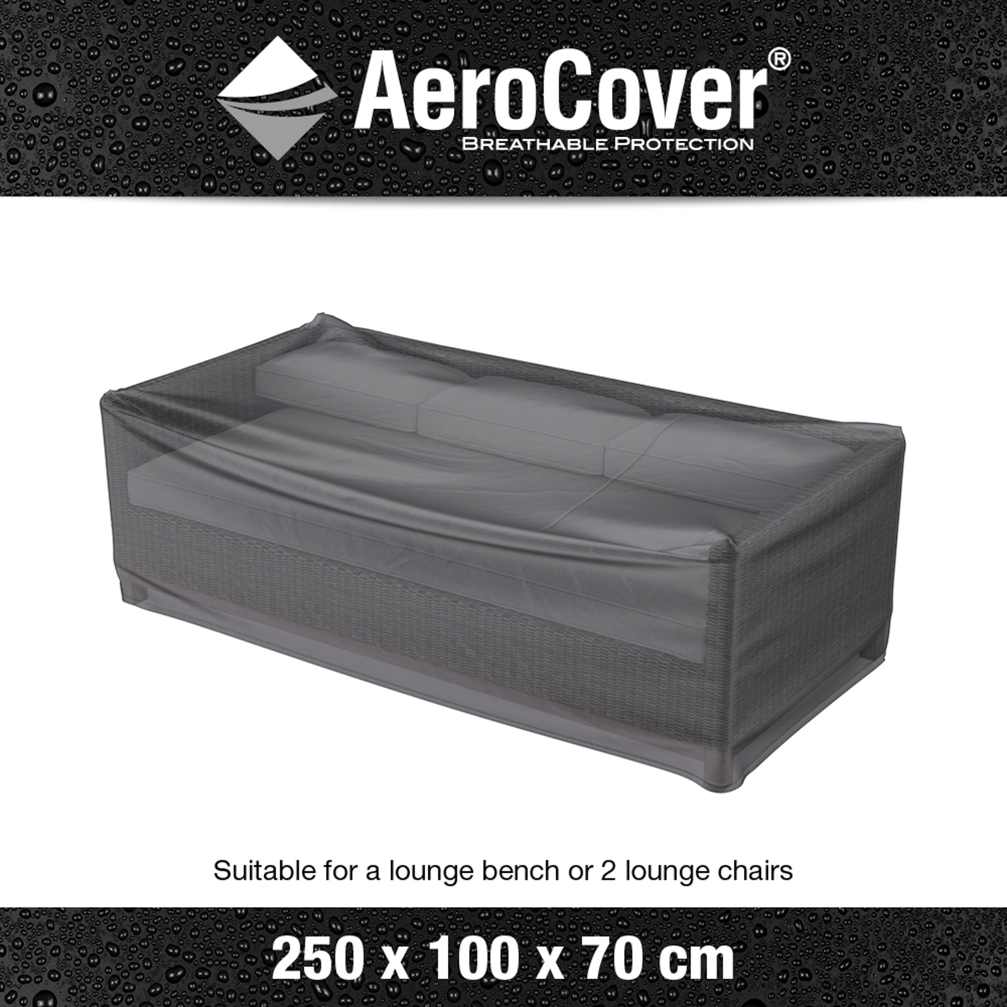 AeroCover - Lounge Bench Cover 250 x 100 x 70cm high