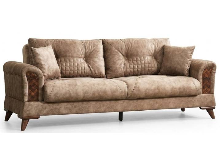 JVmoebel Sofa 3-Sitzer Sofa Moderner Stil Beigе Elegant Erdig Bequem Gemütlich Weich, 1 Teile, Made in Europa