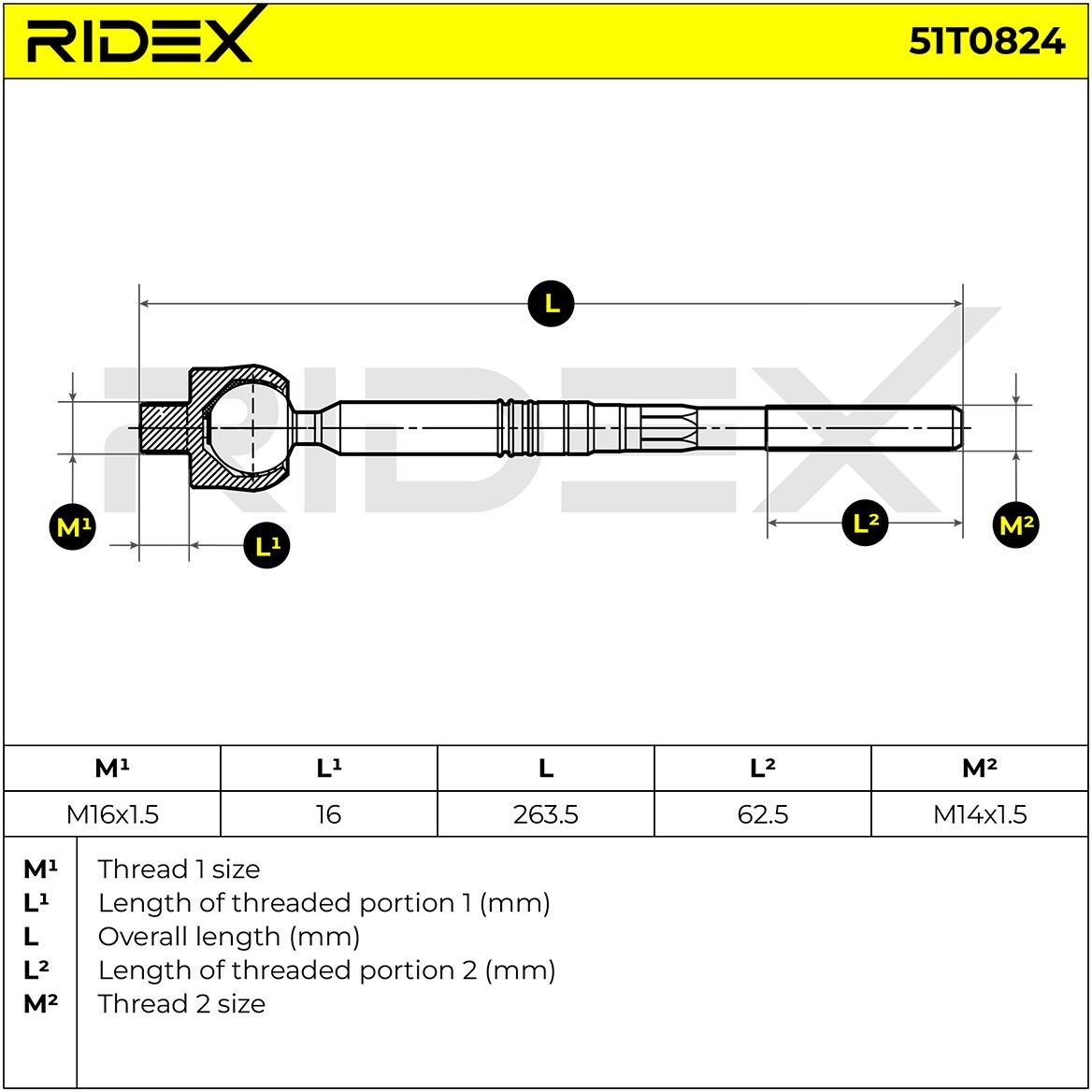 RIDEX 51T0824 Inner tie rod