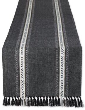 DII Dobby Striped Fringe Ribbed Table Runner