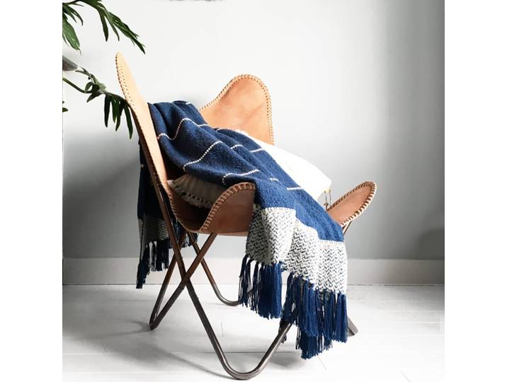 Plaid bleu foncé 125x150