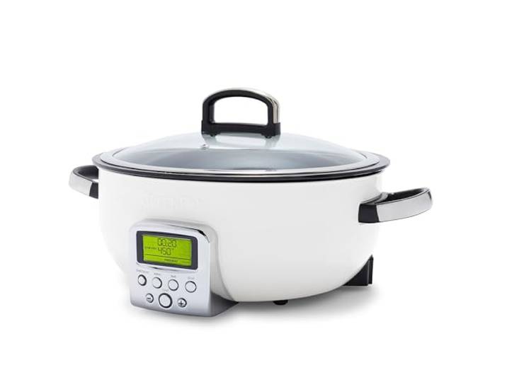 GreenPan Elite Wesentlich Schlau Elektrisch 5.6L Bratentopf\,Einfache Brat- Sautier- Rühr- und Reiskocher-Vorwahlen\,PFAS-freie Gesunde Keramik-Antihaft\,Spülmaschinenfeste Teile\,LED-Anzeige\,Cloud Cream