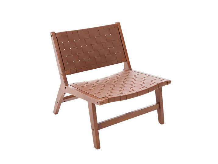 Lvhom Relaxsessel mit Holzgestell, Kunstleder Flechtwerk, Breite Sitzfläche, Braun, 66x72x71 cm, Wohnzimmer, Sessel, Relaxsessel