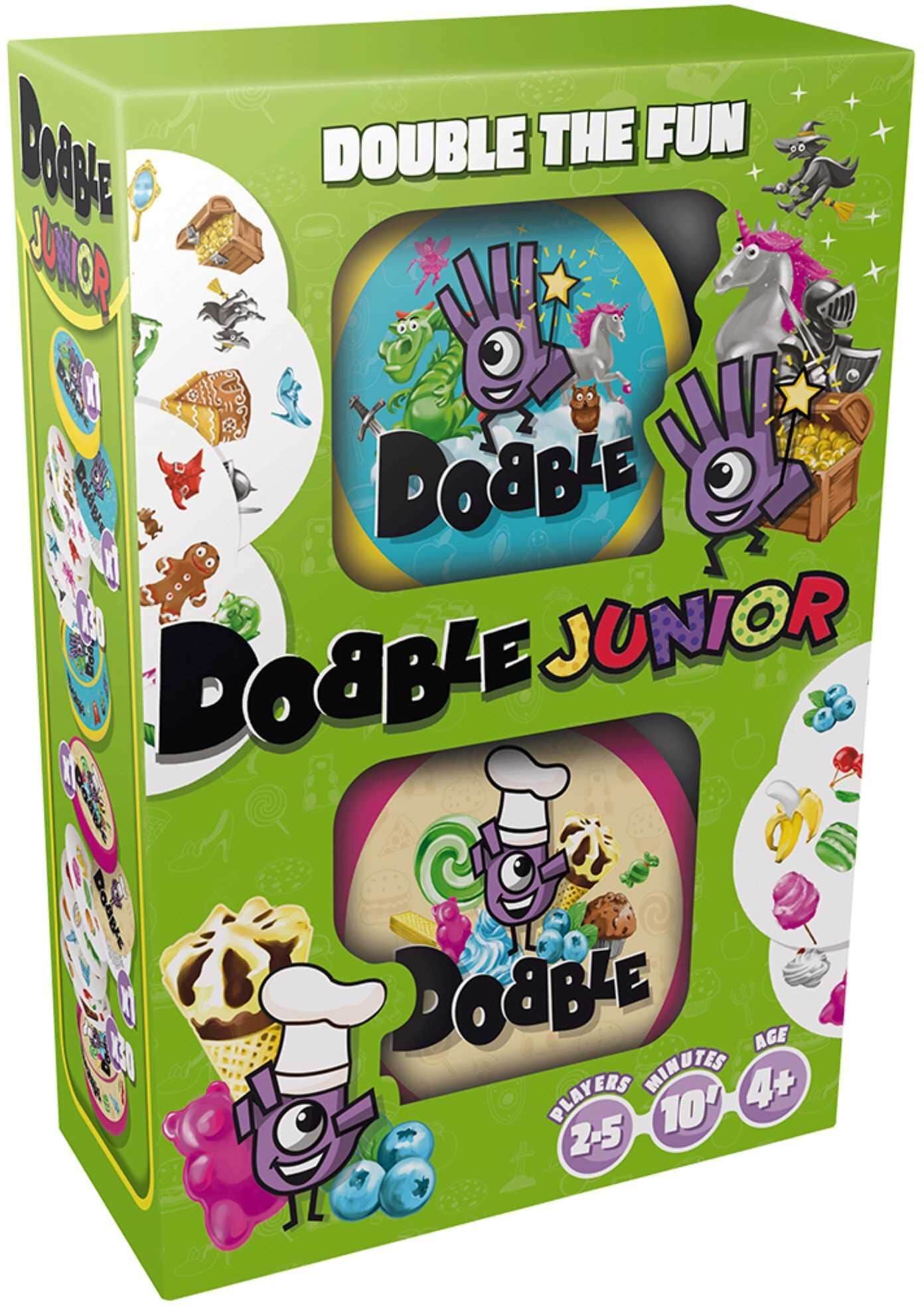 Dobble Junior Card Game for Children, Ages 4+, Two Themes: Fantasy and Food, by Zygomatic