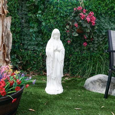 Alpine Corporation 31"" Tall Indoor/Outdoor Angel Statue Yard Art Decoration, Light Gray"