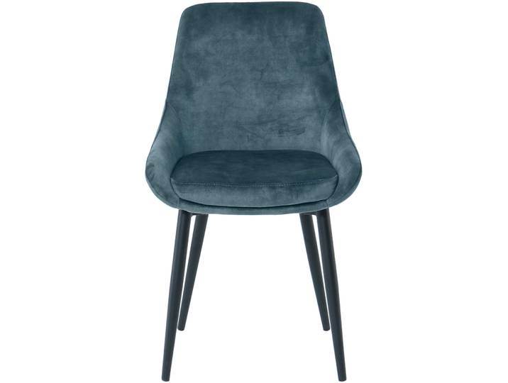 Stuhl 2er-Set Stefano petrol Metall pulverbeschichtet, Polyester Samt - Stuhl 2er-Set