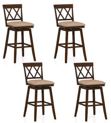 Costway 24 Inch Counter Height Barstools Set of 4 with Backrest and Upholstered Seat Cushion-29 inch