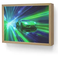 WANDLEUCHTE MIT AKKU Geschwindigkeit - Leicht - Sportwagen - Grün LED 40x30 cm Wandlampe