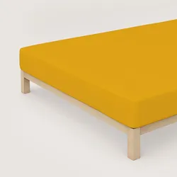 Schlafgut Spannbetttuch Pure aus Bio Baumwolle 120x200 - 130x220 cm | yellow-deep - gelb