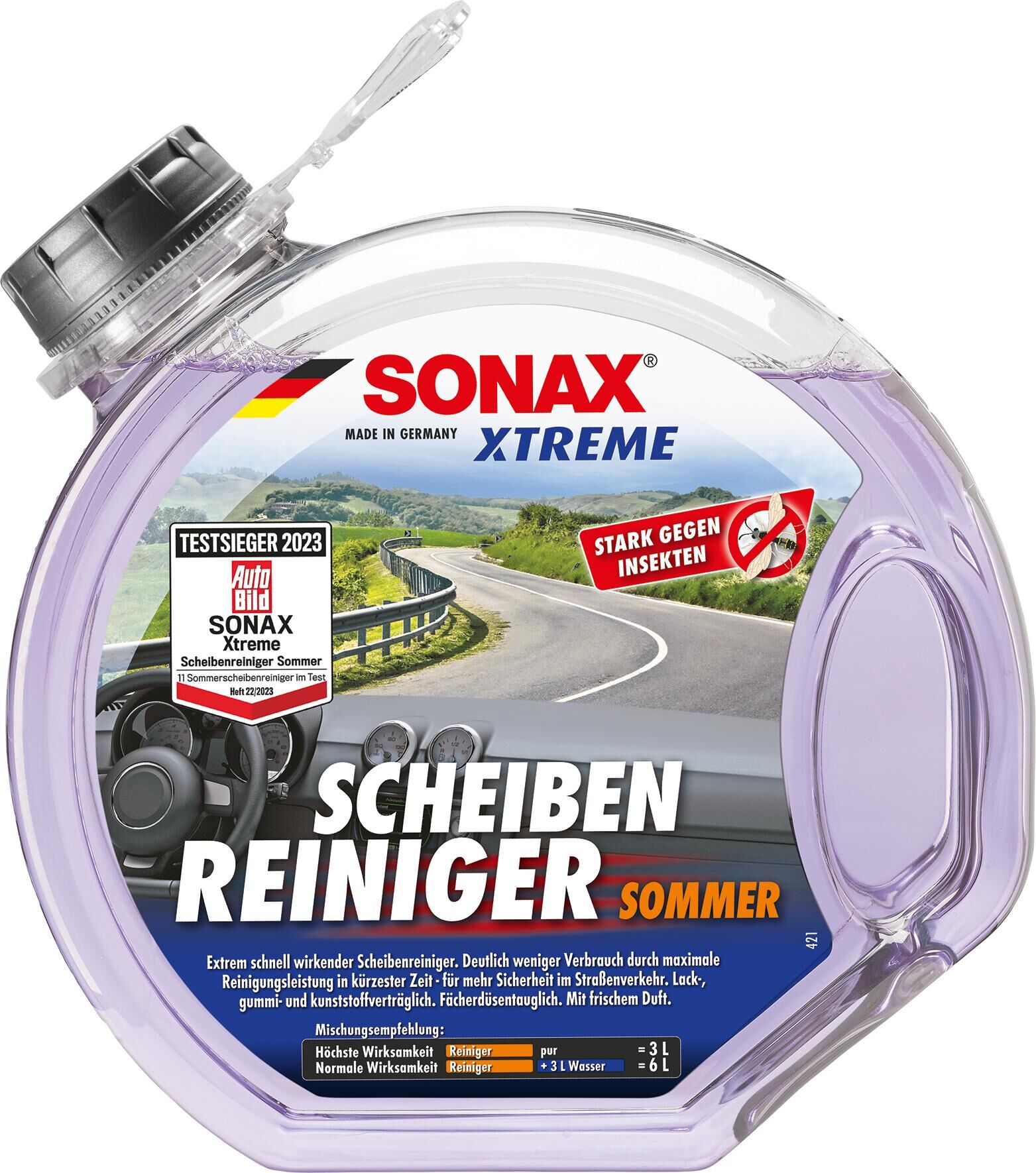Sonax Reiniger, Scheibenreinigungsanlage Xtreme Scheibenreiniger Sommer Gebrauchsfertig [3 L] 02724000 3l