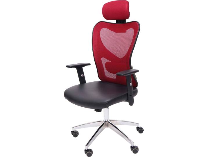 Profi-Bürostuhl Atlanta, Chefsessel Drehstuhl Schreibtischstuhl, Kunstleder rot