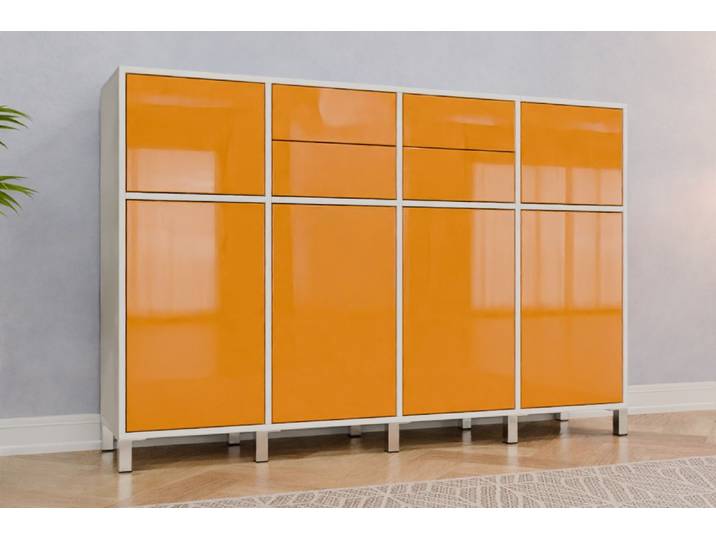 Büro Highboard nach Maß - RAL 1037 Sonnengelb - 122x184x42cm - Individuell konfigurieren
