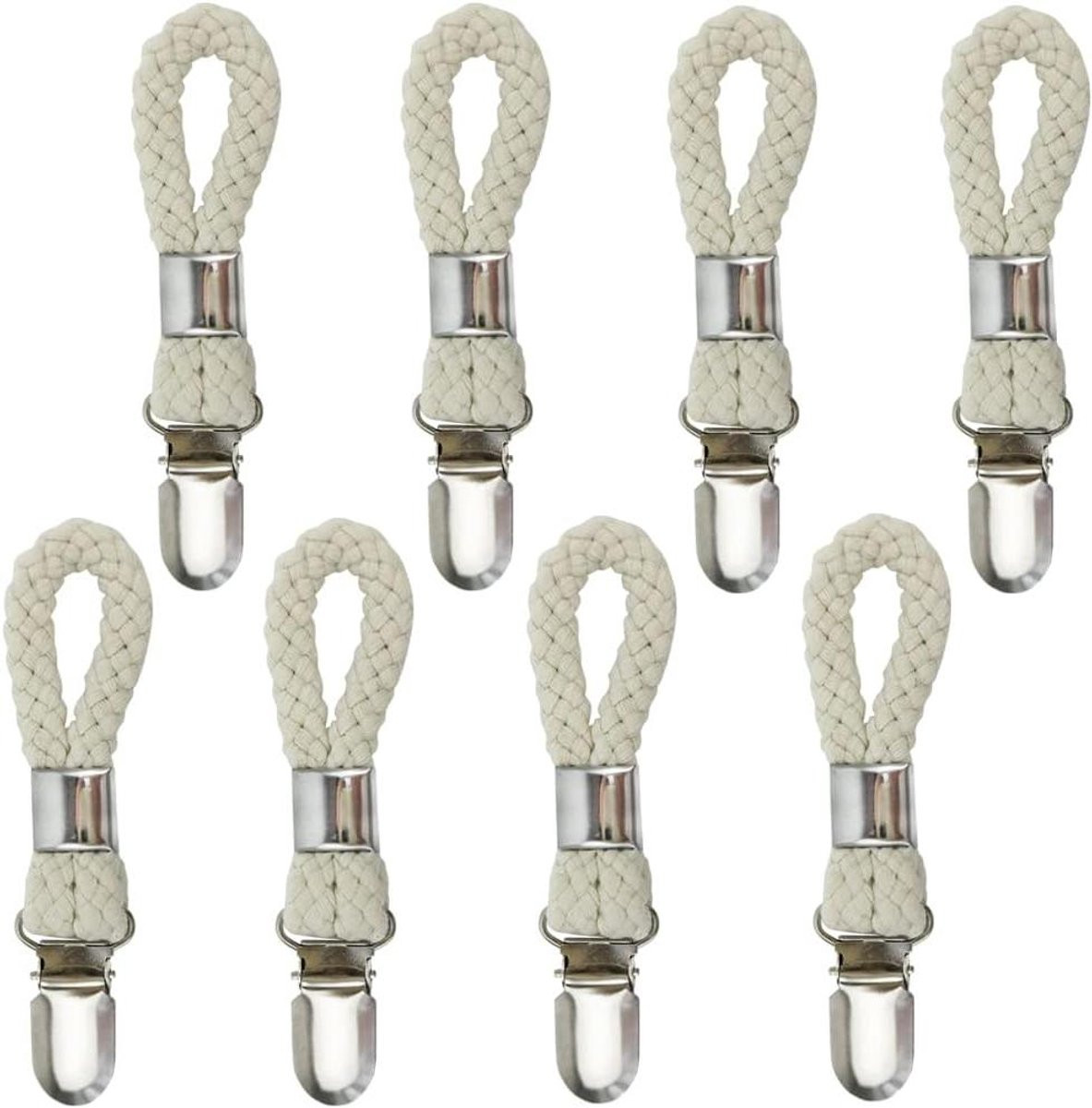 Set van 8 beige handdoekclips en theedoekhaken voor het organiseren van je keuken