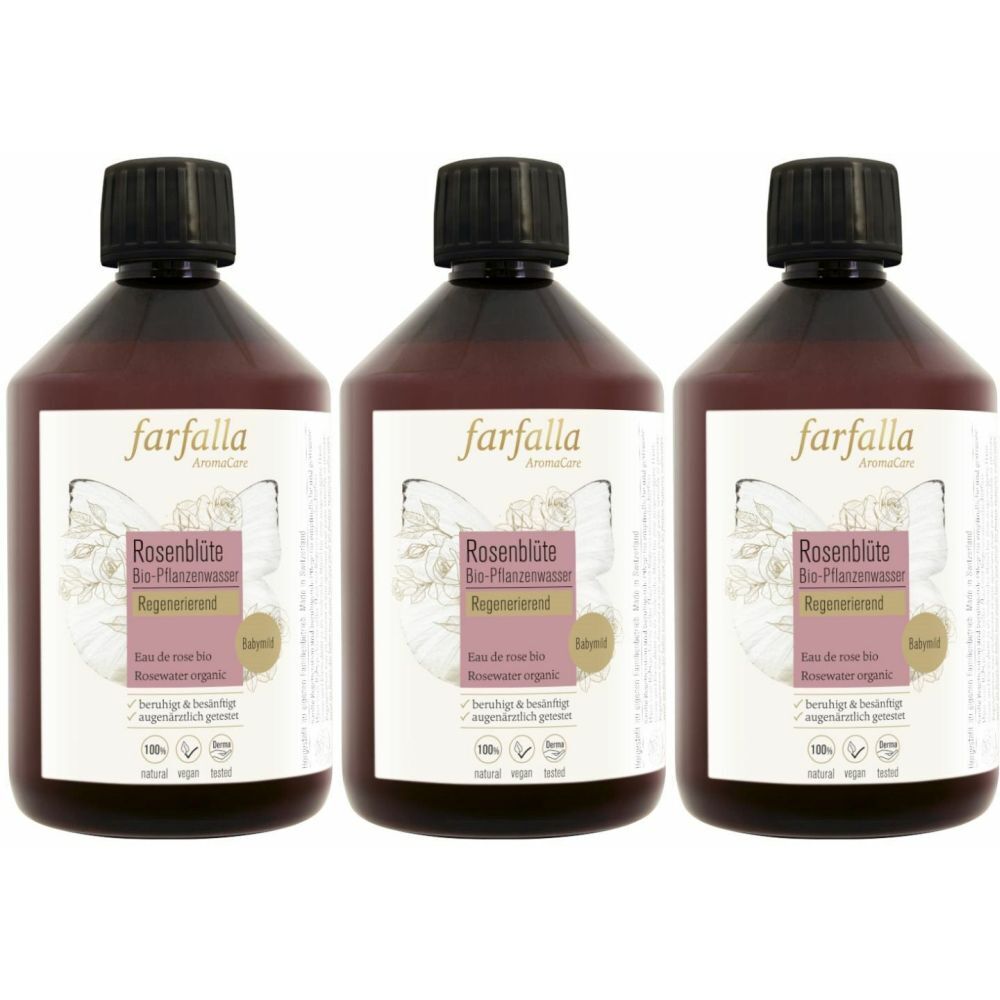 Farfalla Bio-Pflanzenwasser Rosenblüte Fl 500 ml x3 3x500 Körperpflege