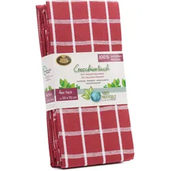 Gözze Geschirrtuch aus recycelter Faser mit Aufhängeschlaufe rot 50x70 cm, 4er-Pack