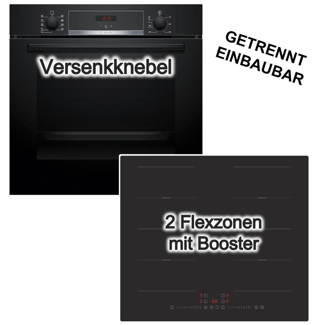 Herdset Backofen Bosch 3DHeißluft Hydrolyse+ Induktionsfeld PKM Flexzonen Booster