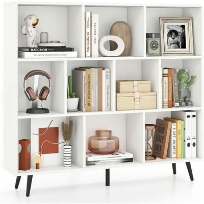7/10 Cube Bookcase 3-Tier Modern Bookshelf with 4/5 Metal Legs