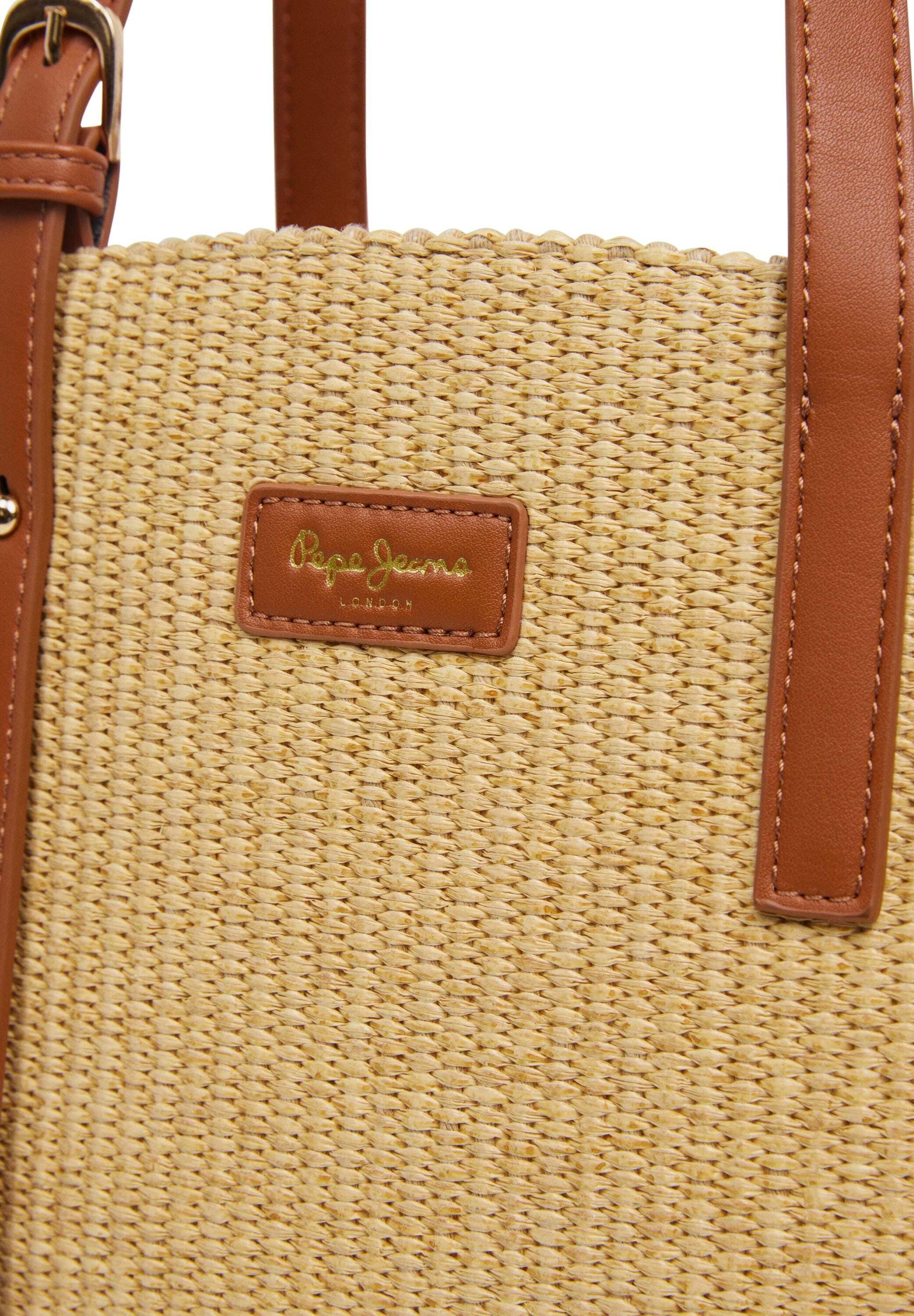 Handtasche PEPE JEANS "Handtasche TRUDY", Damen, Gr. onesize, beige (braun), 51% Polypropylen, 28% Baumwolle, 21% Polyurethan, Taschen Handtasche