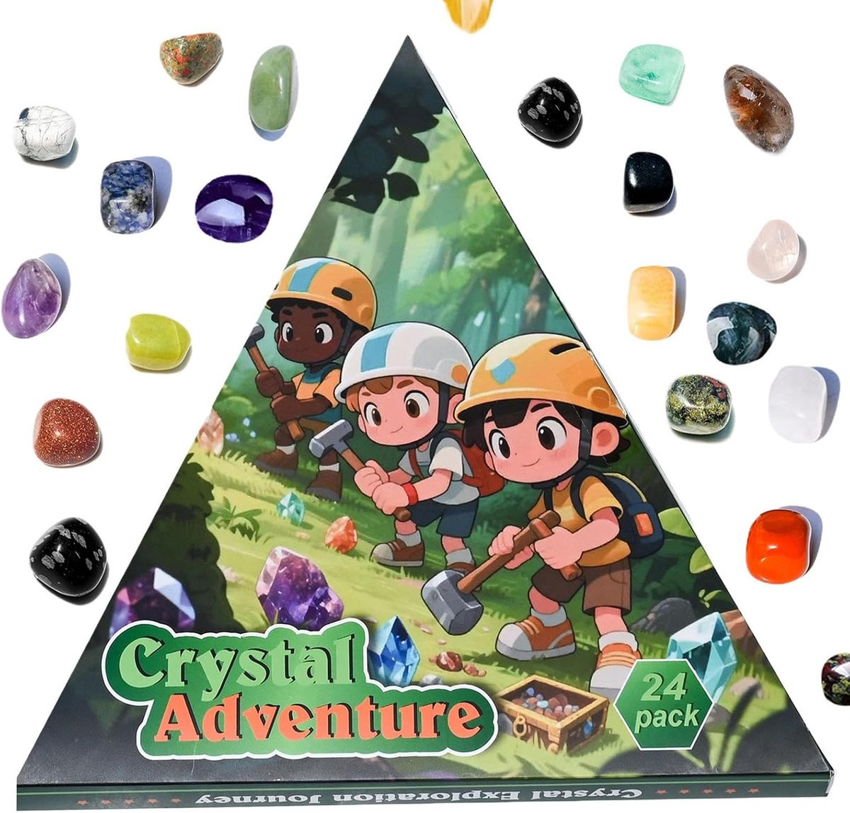 Kerstadventskalender met 24 dagen edelstenen collectie voor tieners