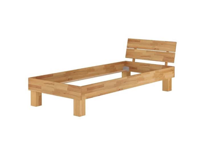 Lit simple en hêtre naturel 90x200 style moderne structure de lit sans literie 60.80-09oR