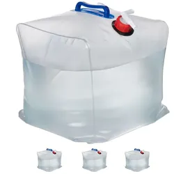 Relaxdays 8er Set faltbare Wasserkanister 20 L Blau,Rot,Transparent