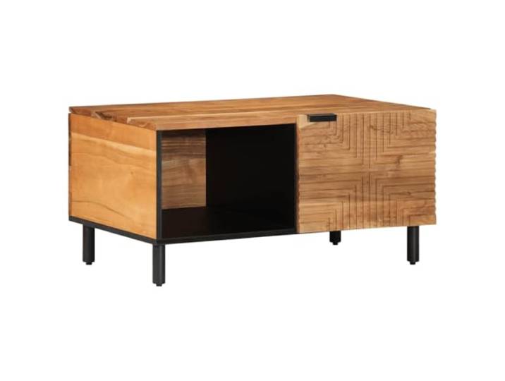 HEFZGDB Massivholz Akazie Couchtisch 80x50x40 cm mit Beinen und Stauraum für Wohnzimmer, Beistelltisch für Innen- und Außenbereich, Stabiler Kaffeetisch mit Ablagefläche
