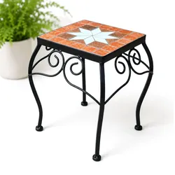 DanDiBo Blumenständer Mosaik Eckig 12015 M Pflanzenständer für Draußen 28cm Blumenhocker Outdoor Beistelltisch Pflanzenhocker