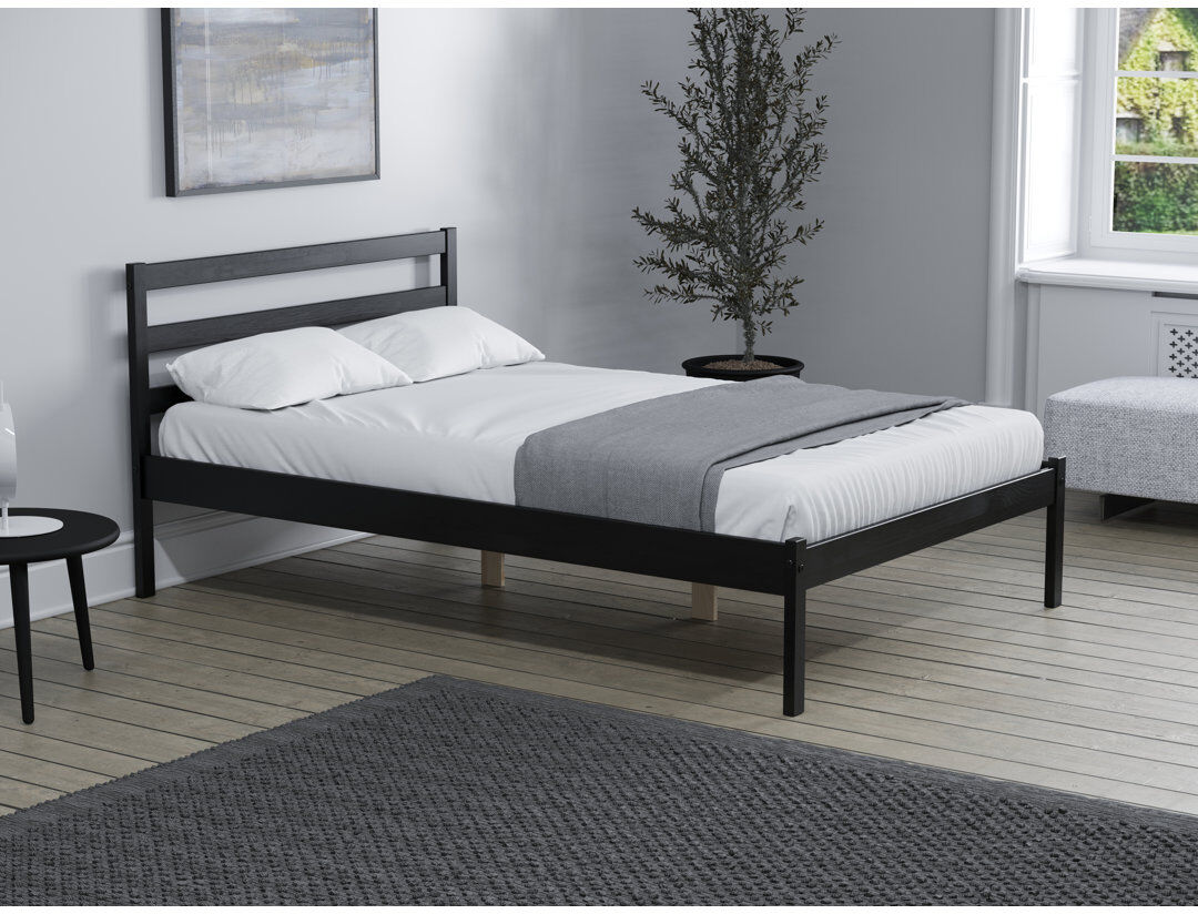 17 Stories Mathusan Bed Frame Black Small Double (4')