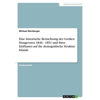 Eine historische Betrachtung der Großen Hungersnot 1846 - 1851 und ihres Einflusses auf die demografische Struktur Irlands, Taschenbuch von Michael
