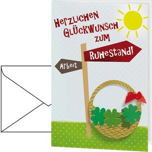 Perleberg Abschiedskarte 7410011-2, für Ruhestand, Klappkarte mit Umschlag, 11,6 x 16,6 cm