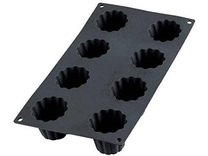 Lékué Moule pâtisserie Cannelé Bordelais 8 cavités\, silicone noir