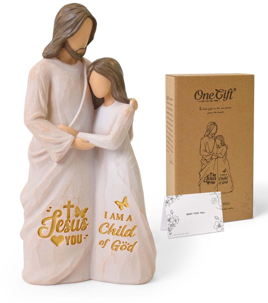 Dailygoods Handbeschilderd Jezusbeeld Vrouwenfiguur - Religieus Standbeeld - Hoogte: 17,5 cm