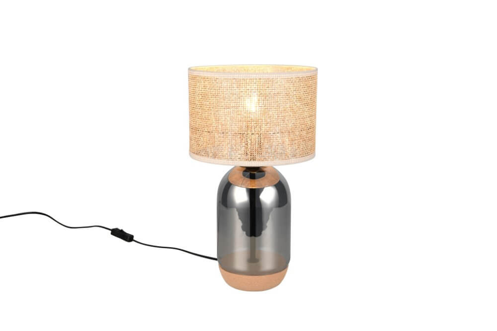 Landelijke schemerlamp Tara Trio in beige en transparant glas, Diameter: 25 cm