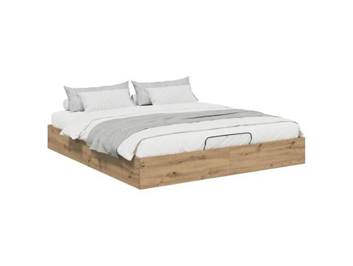 KTHLBRH Ottoman-Bett Eiche Handwerk 203 x 160 x 25 cm Ingenieuriertes Holz, Gasheber, Unterbettkommode, max. 240 kg