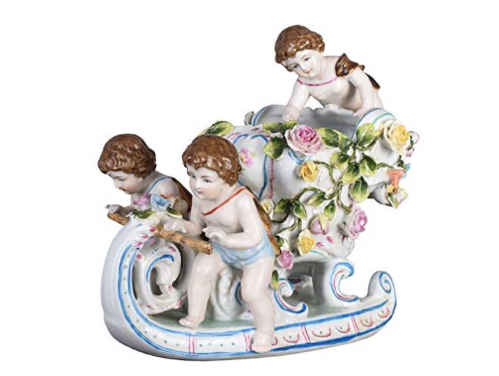 Porzellan Schlitten Engelschlitten Prunkschlitten Cherubin Barock oap070 Palazzo Exclusiv