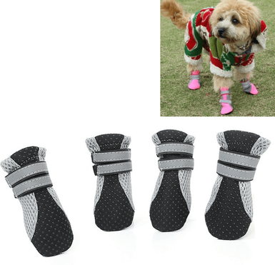 Inspired Deals Waterproof Anti Slip Dog Boots For Small Dogs Breathable Pet Shoes With Reflective Safety M black