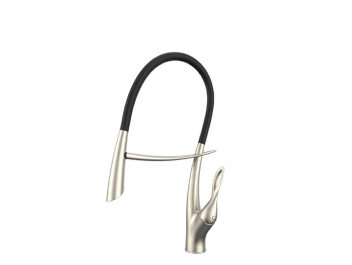 Luxus-Küchenarmatur aus Messing in Pistolengrau, ausziehbares Design mit magnetischer Absaugung, Einhand-Kalt- und Warmwasserhahn Doppelsteuerung 2 Funktionen Kommerziell(Brushed Nickel)