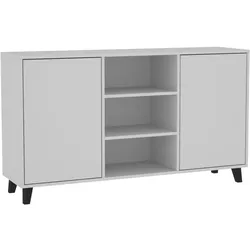 KOMMODE Home mit 2 Türen und 2 Regale, ohne Griffe, Weiß