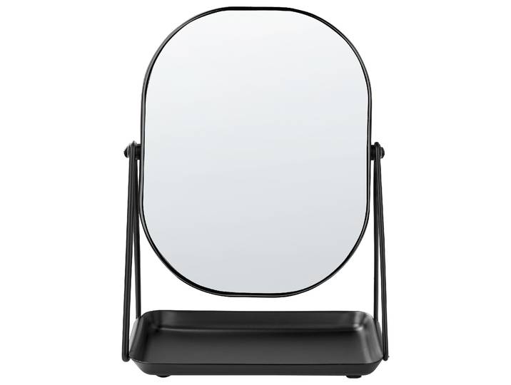 BELIANI Schminkspiegel Schwarz Metall 20 x 22 cm Frisiertisch doppelseitiger Vergrößerungsspiegel Dekorativ